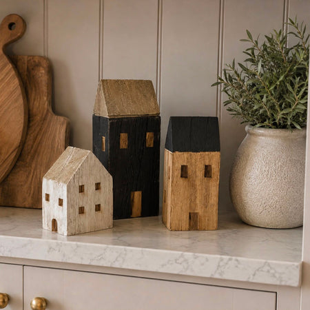 Set of 3 Wooden houses mixed
