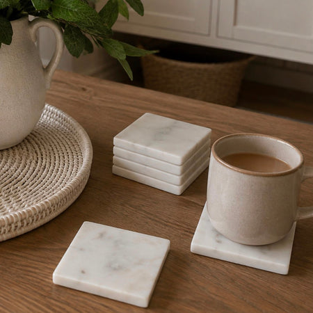Set of 4 square solid marble coasters