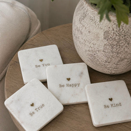Set of 4 marble ‘be’ coasters
