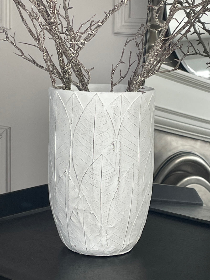Leaf embossed chunky embossed vase