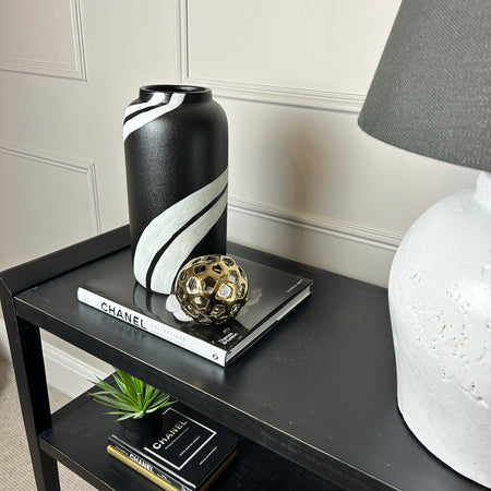 Black and white ceramic mono vase 30cm