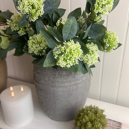 Viburnum white berry head stem spray 76cm
