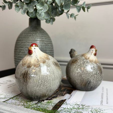 Round hen and cockerel ornaments 10cm Mixed Style