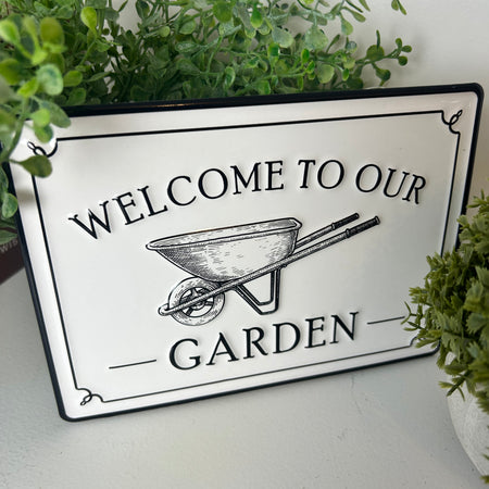 Metal welcome to my garden sign