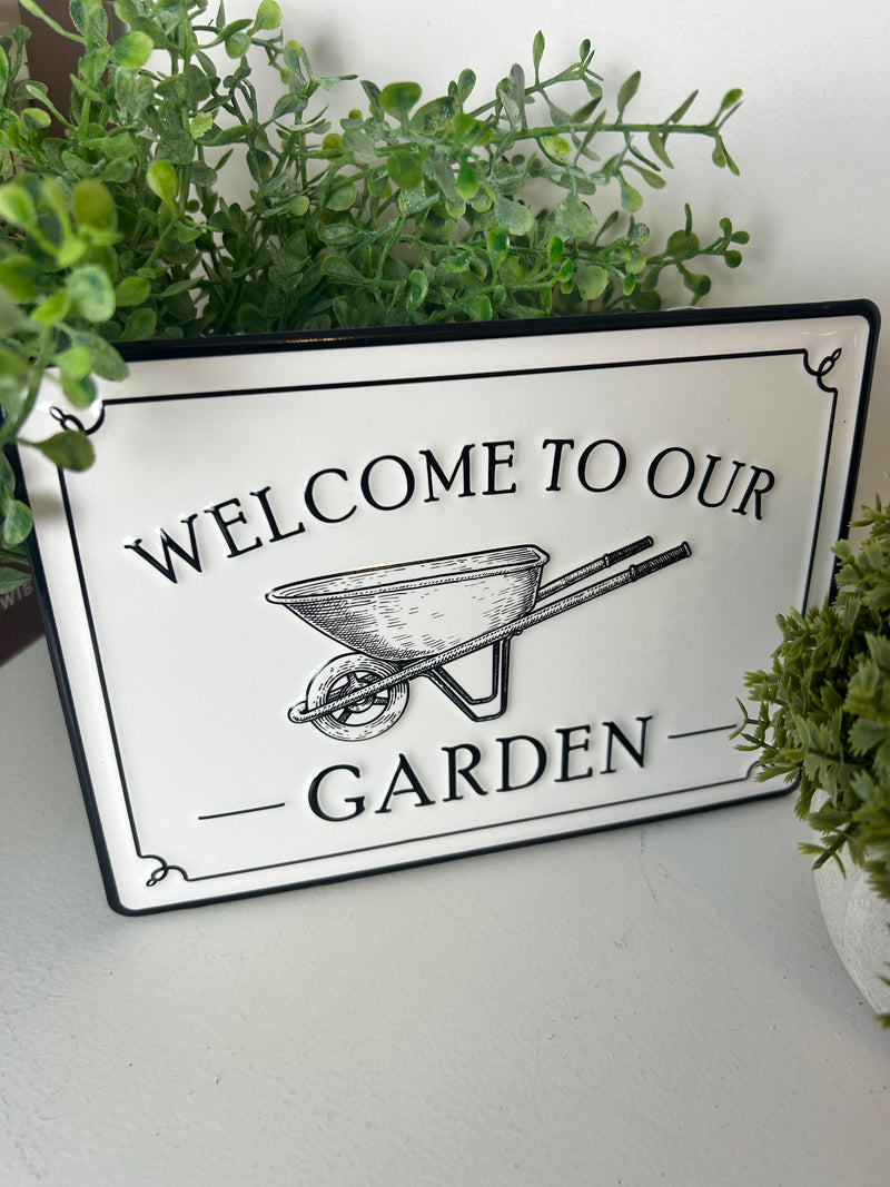 Metal welcome to my garden sign