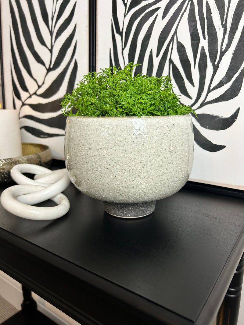 Speckled bowl plant pot on foot