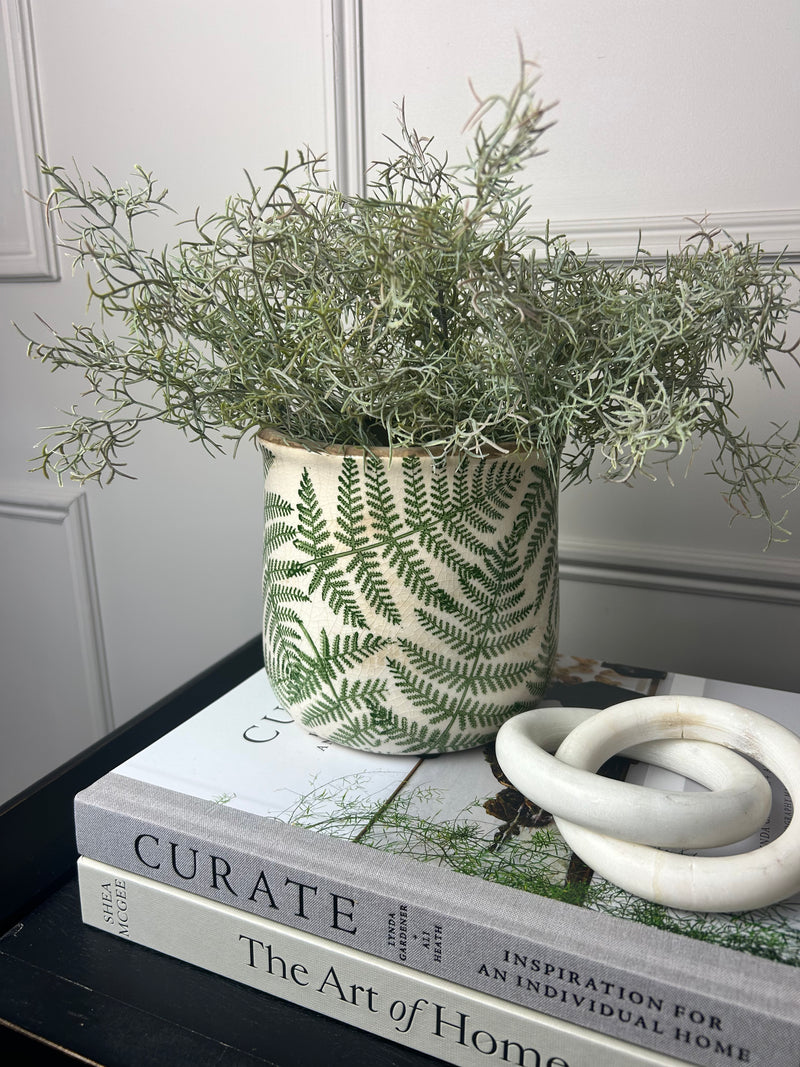Ceramic Rustic Fern Detail Plant Pot