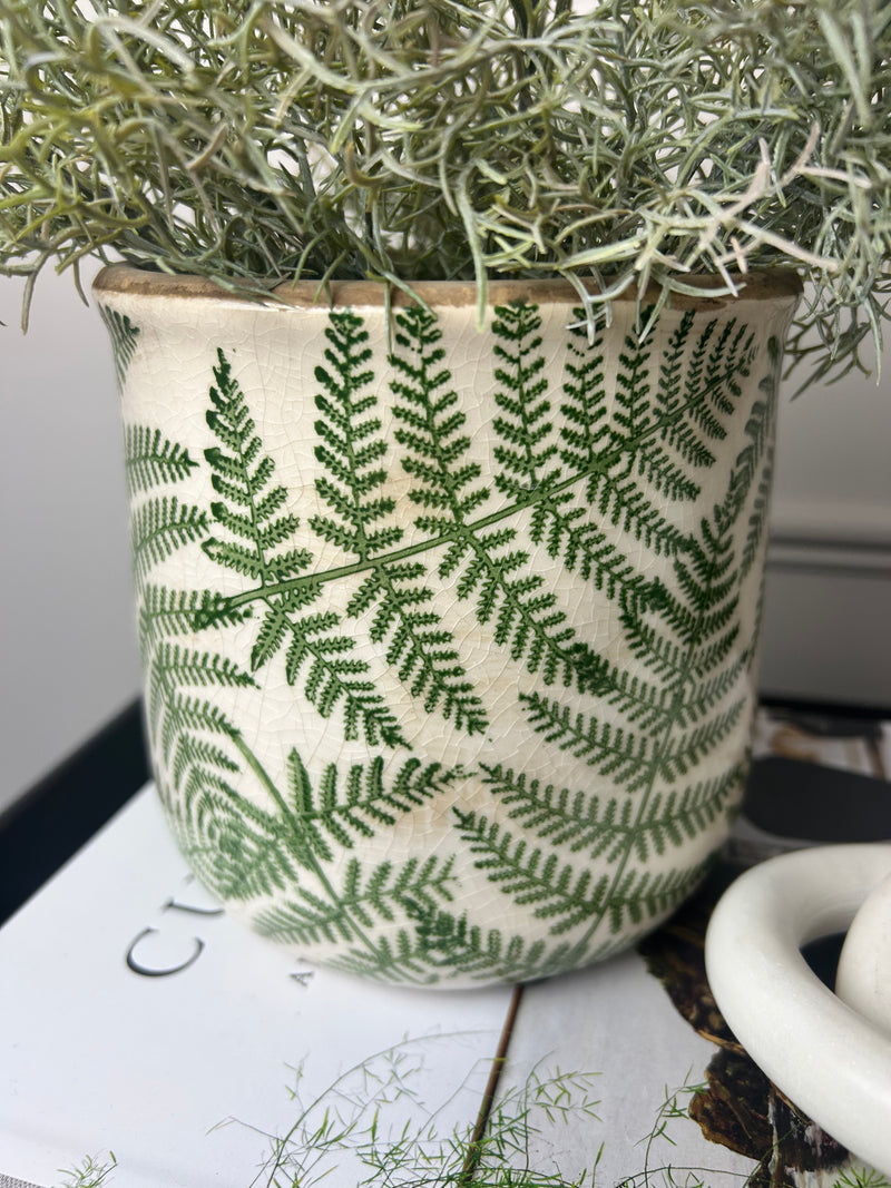 Ceramic Rustic Fern Detail Plant Pot