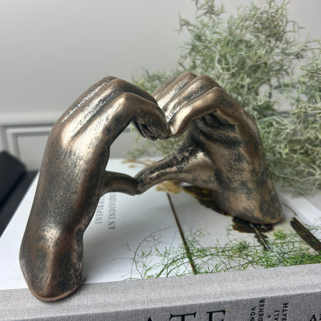 Bronze Heart Hands Sculpture