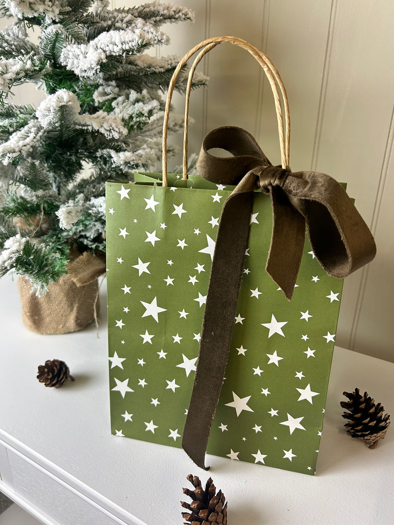 Green star paper bag 20cm