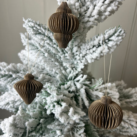 Set of 6 truffle brown paper decorations hanging tree decs