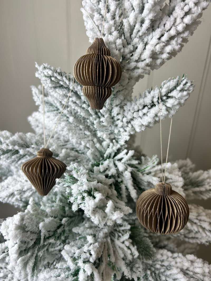 Set of 6 truffle brown paper decorations hanging tree decs