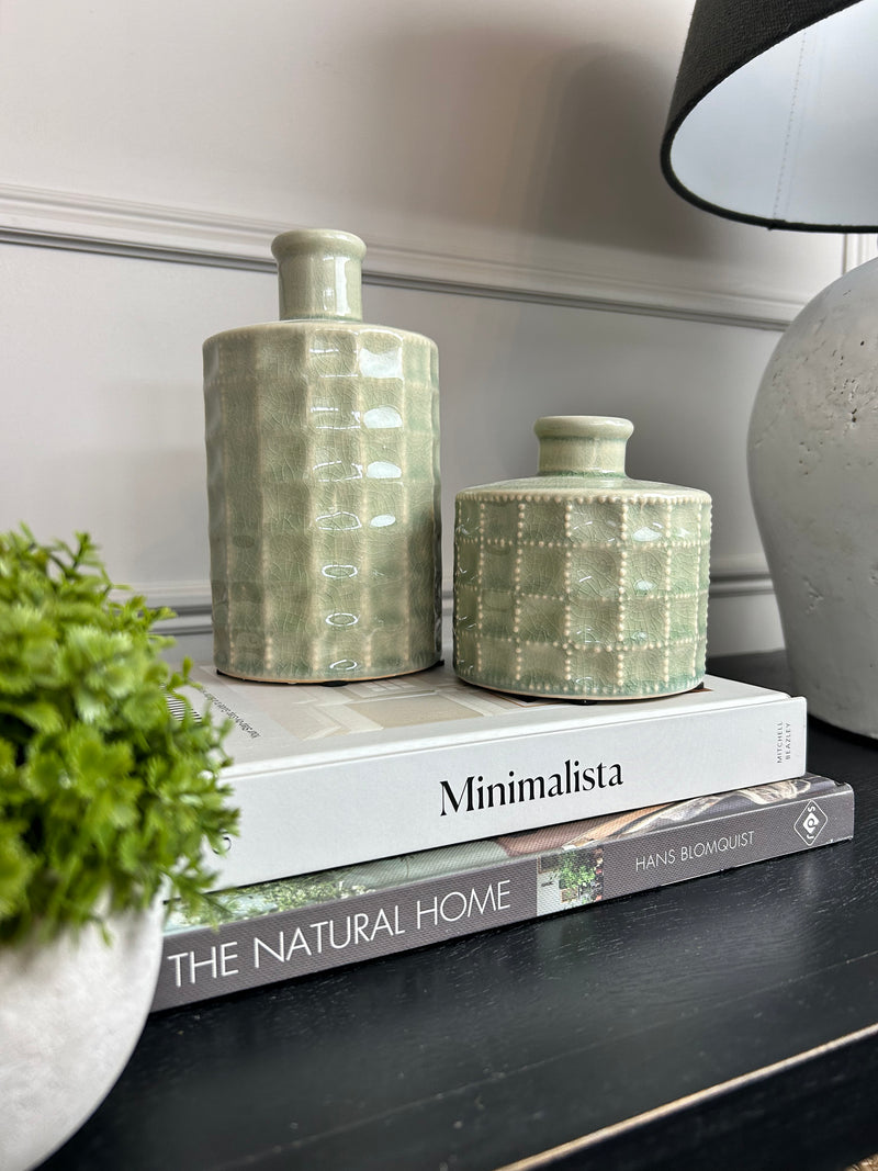 Sorrento pale green bottle vase, two sizes