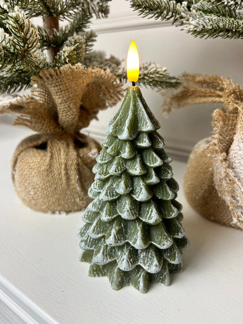 Green LED tree candle 2 sizes