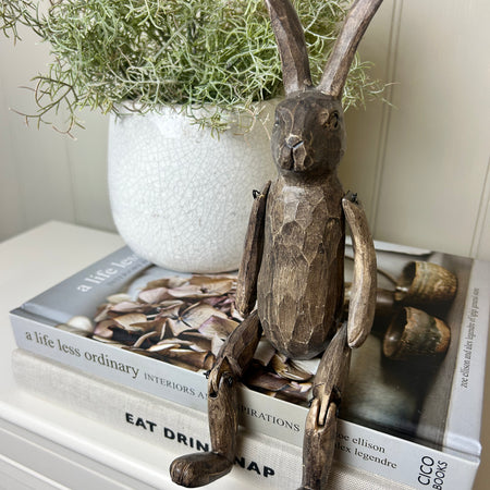 Brown jointed rabbit shelf sitter