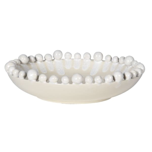 White ceramic dripped effect bobble bowl