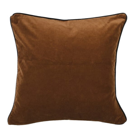Tobacco dark ochre Velvet Cushion dark trim 40cm Feather Filled