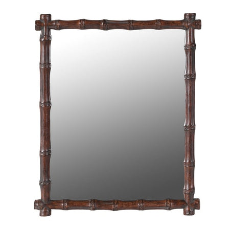 Bamboo Effect Dark Framed Rectangular Mirror 41cmx33cm