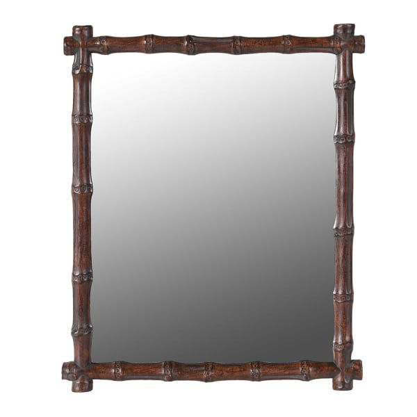 Bamboo Effect Dark Framed Rectangular Mirror 41cmx33cm
