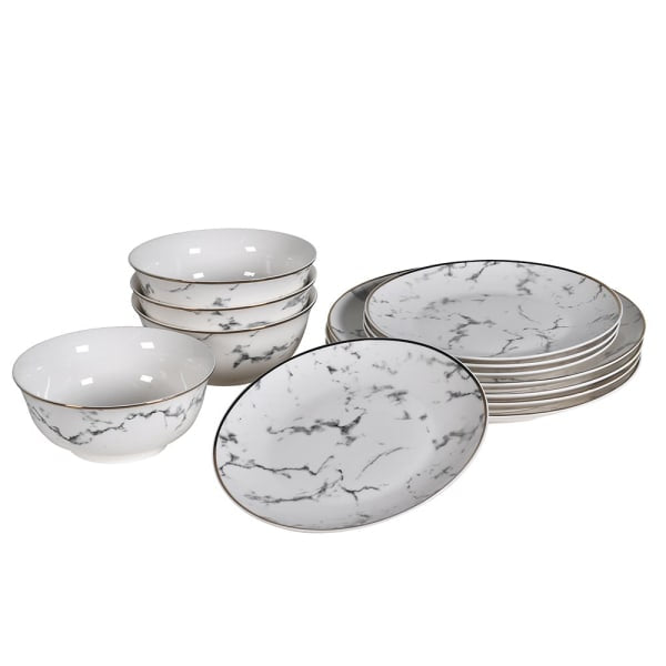 Marble Effect 12 Piece Dinner Set