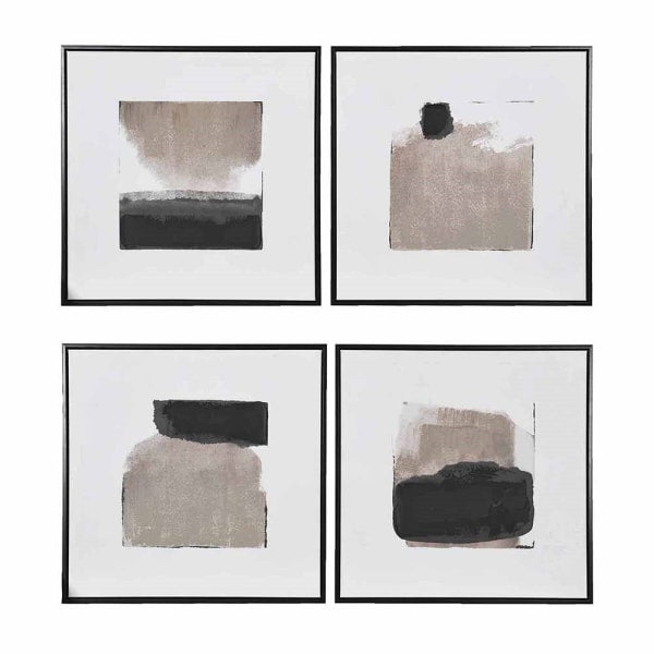 Set of 2 Abstract Black Framed Prints 2 styles