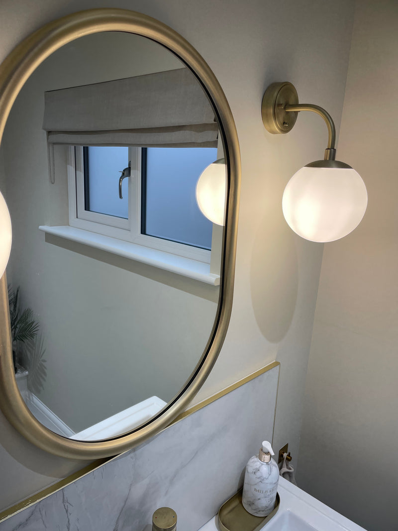 Antique brushed Brass gold Oval Shaped Wall Hung Mirror Abode