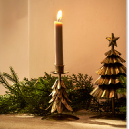 Cromwell Bronze Gold Christmas Tree Candlestick