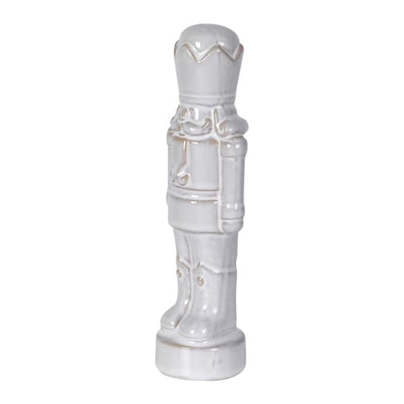 Rustic glaze White Ceramic Nutcracker Soldier 20cm