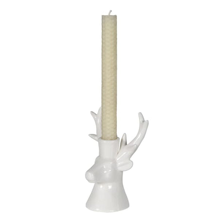 Pair of off White Porcelain Stags Head Dinner Candle Holders