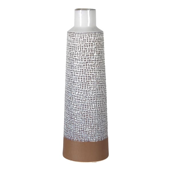 White Brown Aztec Tall Two Tone Vase