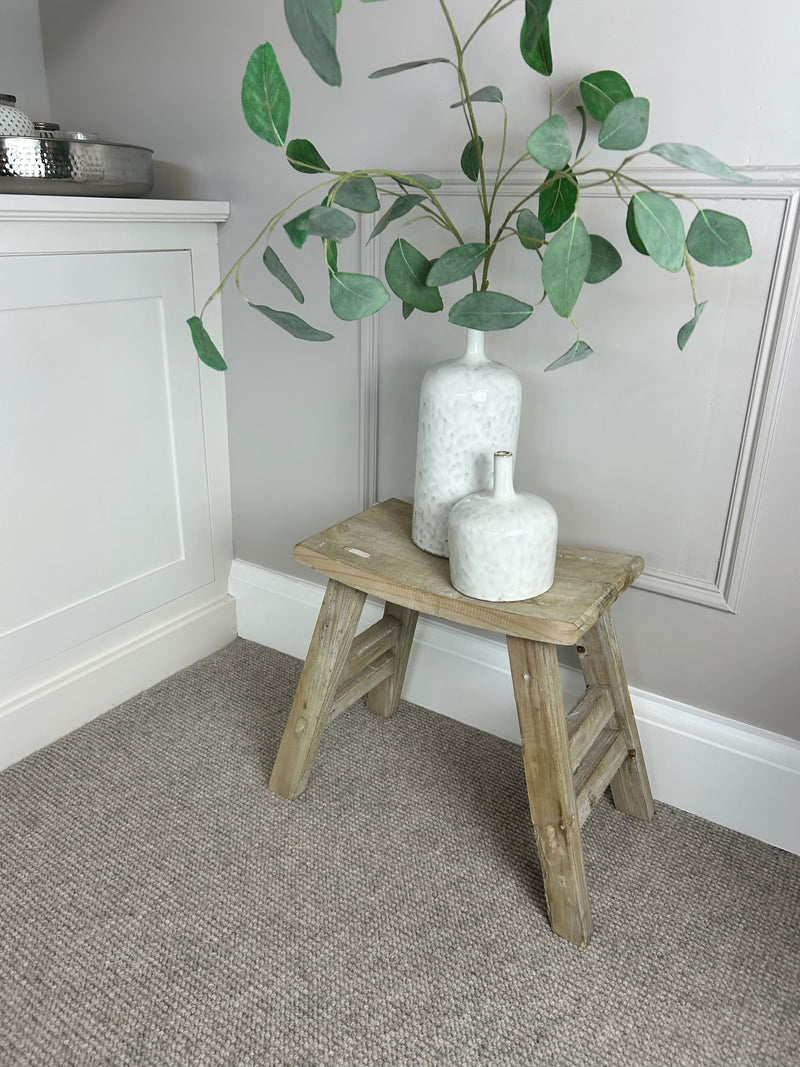 Rustic wooden bench stool