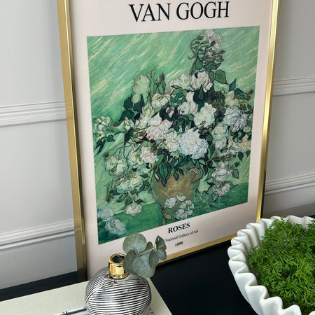 Van Gogh floral flowers gold framed print