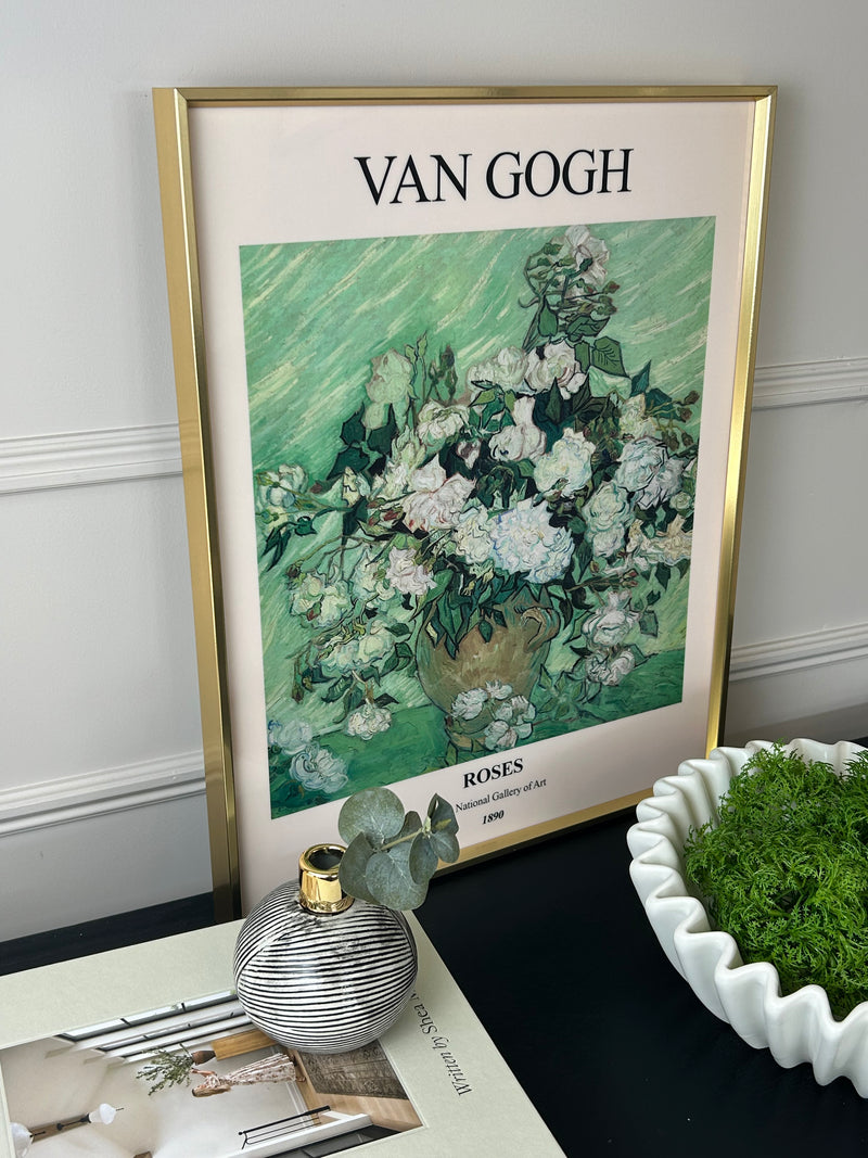 Van Gogh floral flowers gold framed print