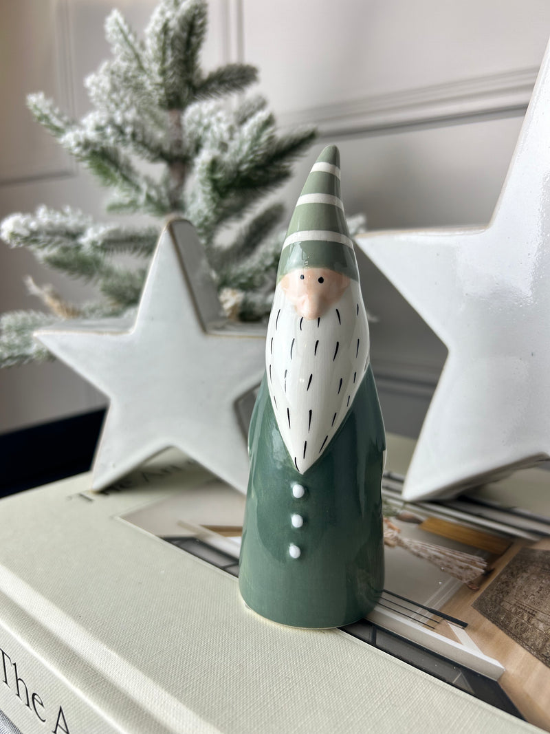 Green and white ceramic tall gonk, 2 Sizes