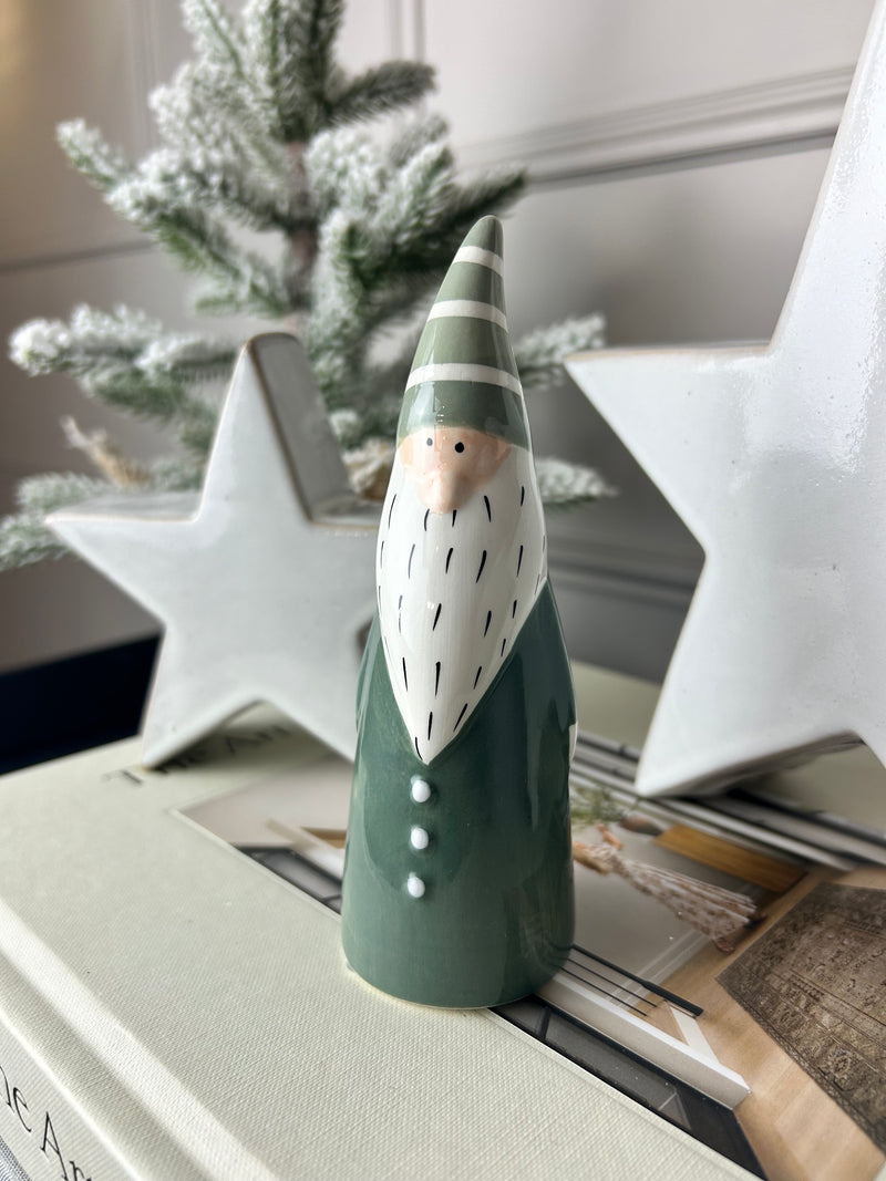 Green and white ceramic tall gonk, 2 Sizes