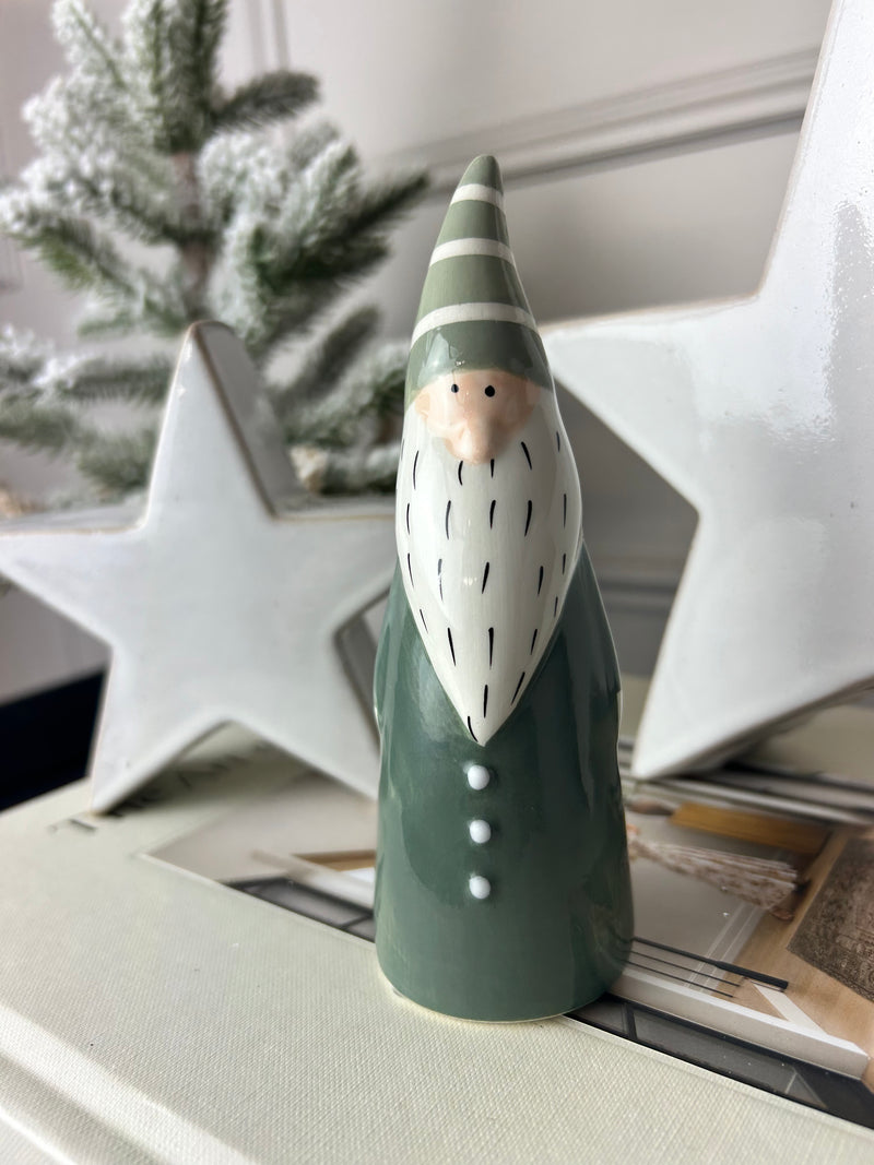 Green and white ceramic tall gonk, 2 Sizes