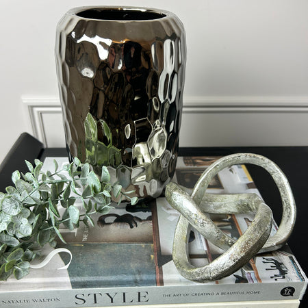 Silver Dimple Effect Glass Vase