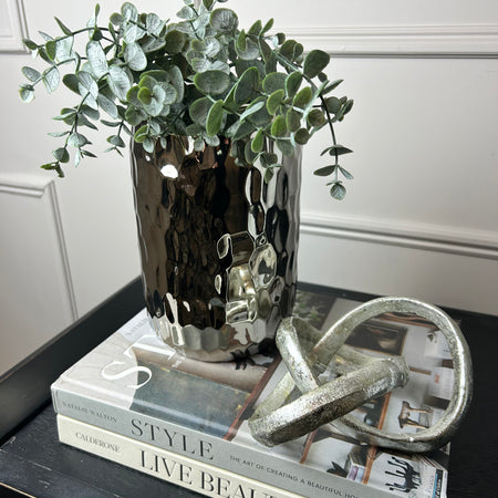 Silver Dimple Effect Glass Vase