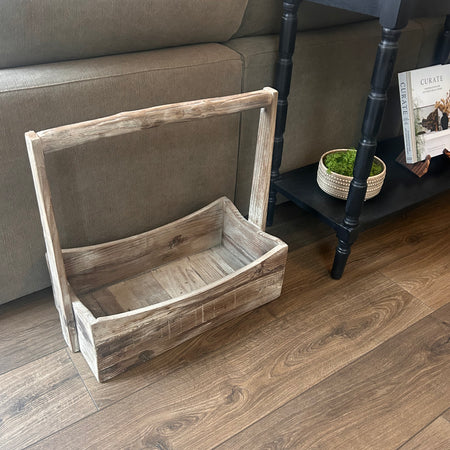 Huge Large Pine Handled Tray Basket trug
