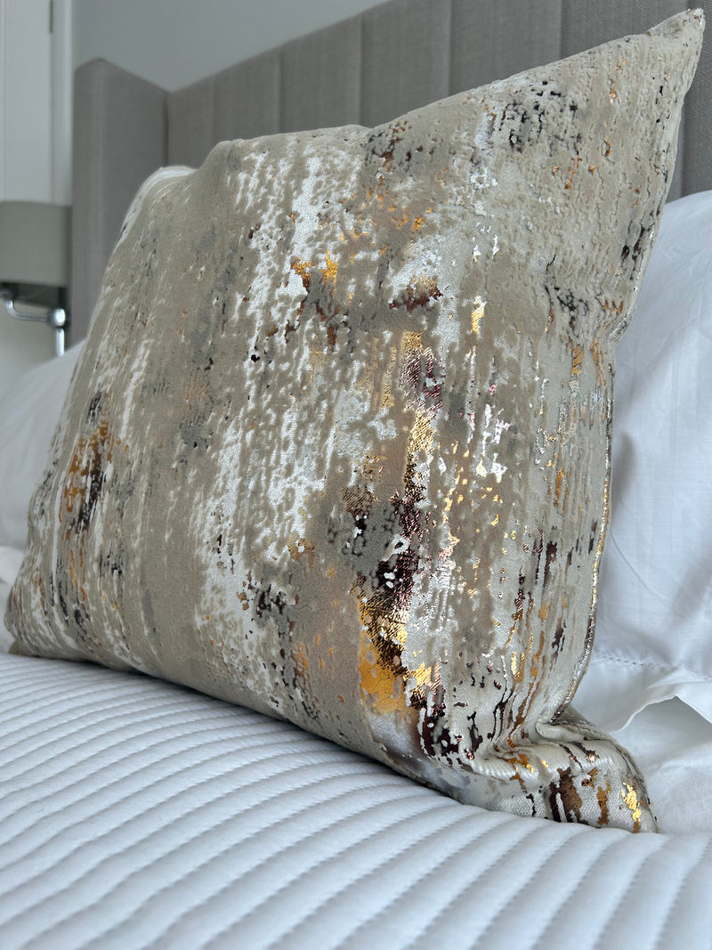 Torcello Natural Taupe beige Bronze Gold Feather Cushion 45cm & 56cm