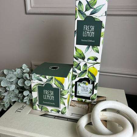Lemon fresh reed diffuser and candle