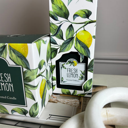 Lemon fresh reed diffuser and candle