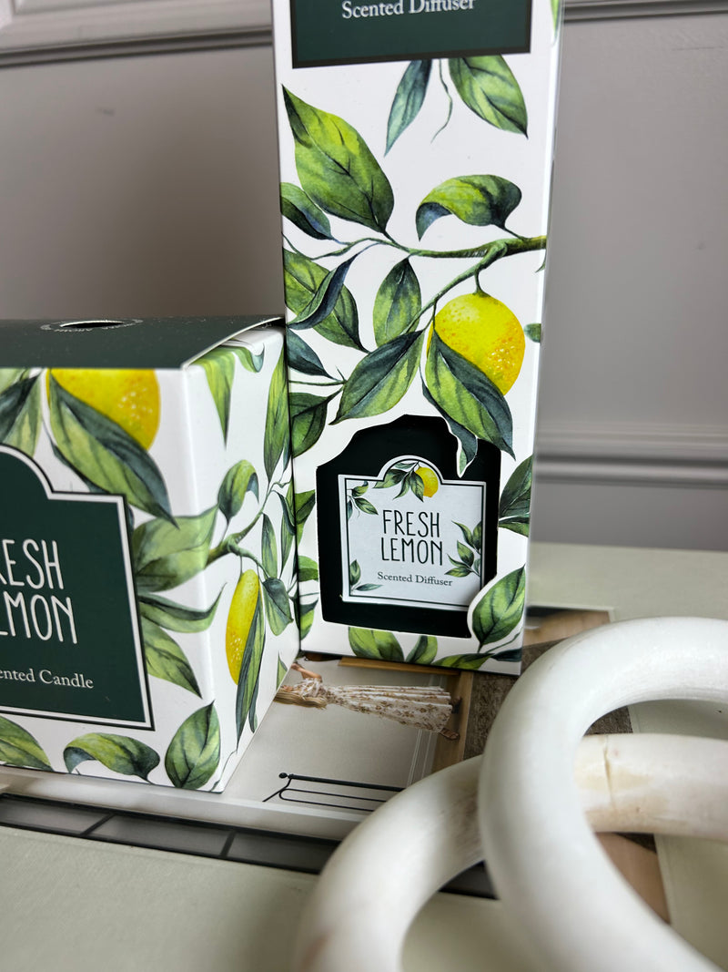 Lemon fresh reed diffuser and candle