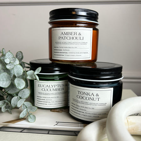 Glass metal lid candle filled jars 3 scents