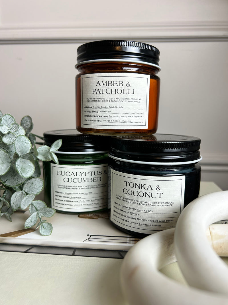 Glass metal lid candle filled jars 3 scents
