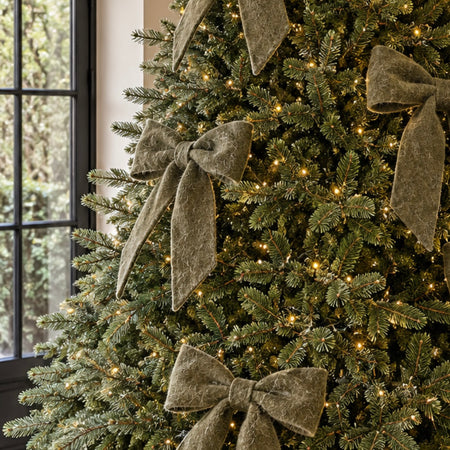 Moss Olive Green textured large bow hanging 35cm