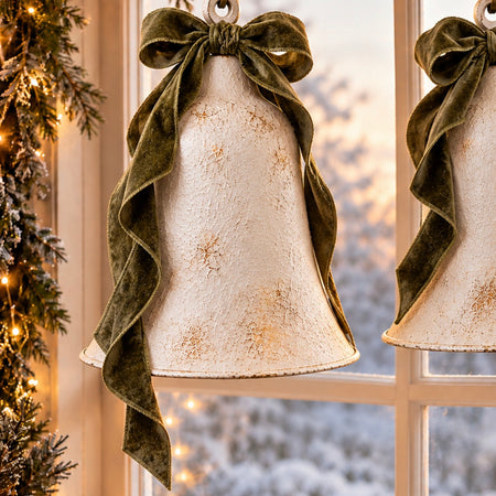 Extra large 30cm white metal bell
