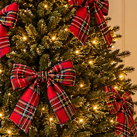 Set of 3 Tartan red green bows 10cm