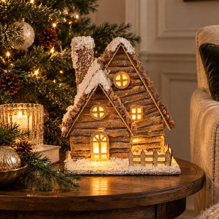 Large standing snowy LED lodge ski house