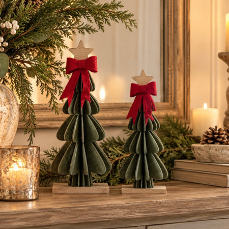 Green felt tree with red bow 2 sixes